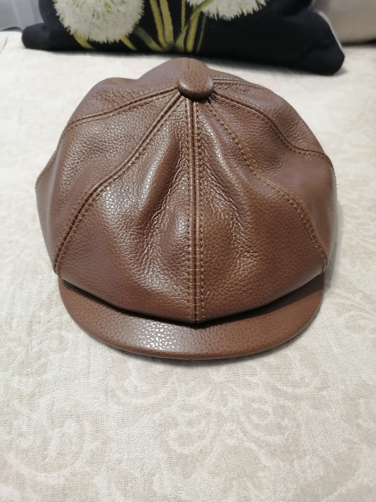 BEACH Miramar Black Leather Patch Hat - Mens Velcro Closure