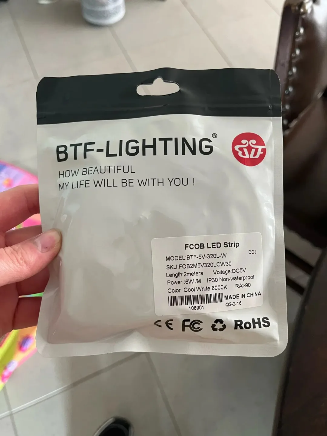 BTF-LIGHTING FCOB USB LED Streifen Warmweiß COB FOB 2m 320LEDs/m