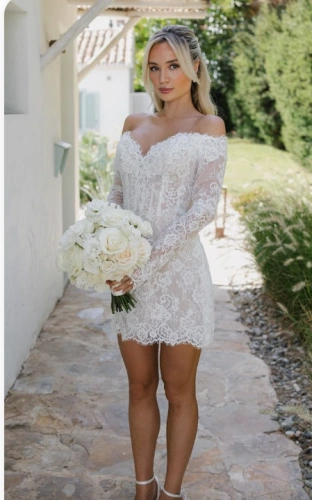 Robe Blanche En Dentelle - Taille 38/40 - Occasion En Très Bon état - Style Romantique