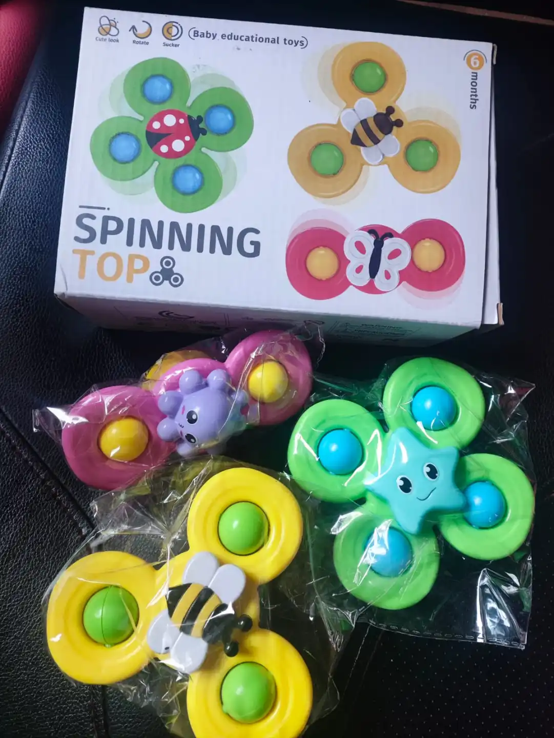 Paquete de 3 juguetes de ventosa para bebés Fidget Spinner juguete de baño  con ventosa giratoria JAMW Sencillez