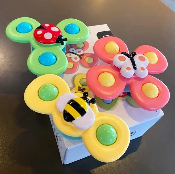 Paquete de 3 juguetes de ventosa para bebés Fidget Spinner juguete de baño  con ventosa giratoria JAMW Sencillez