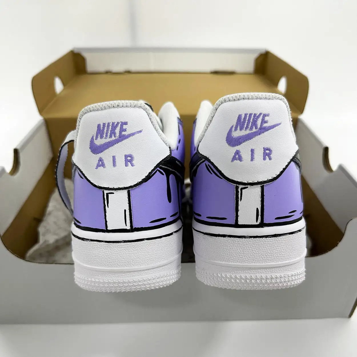 Nike Custom Air Force 1 Teal Cartoon Shoes Black Drip Swoosh Purple Men  Women