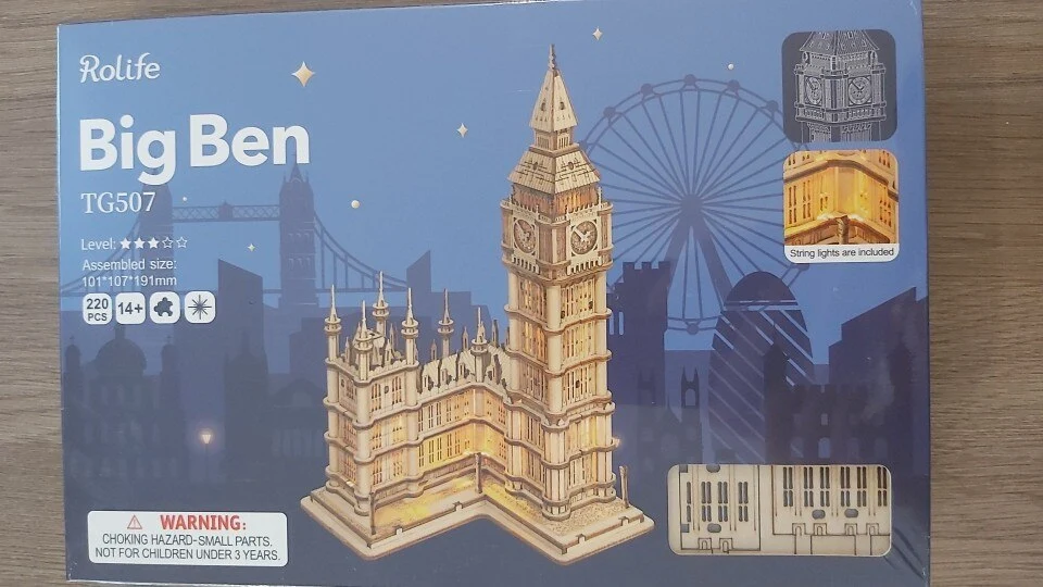 Robotime Jogo De Puzzle De Madeira Diy 3d Torre Da Ponte, Big Ben