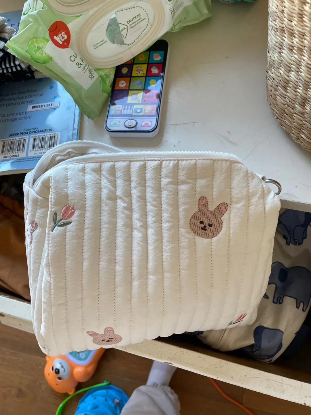 Cyflymder Cotton Mom Bag Organizer Cute Bear Embroidery Mommy Single B –  cyflymder