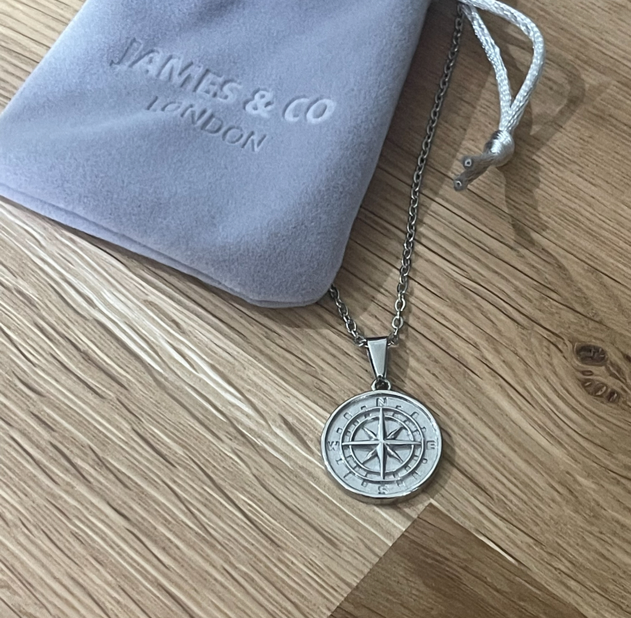 Silver Compass Men's Pendant Necklace - James & Co