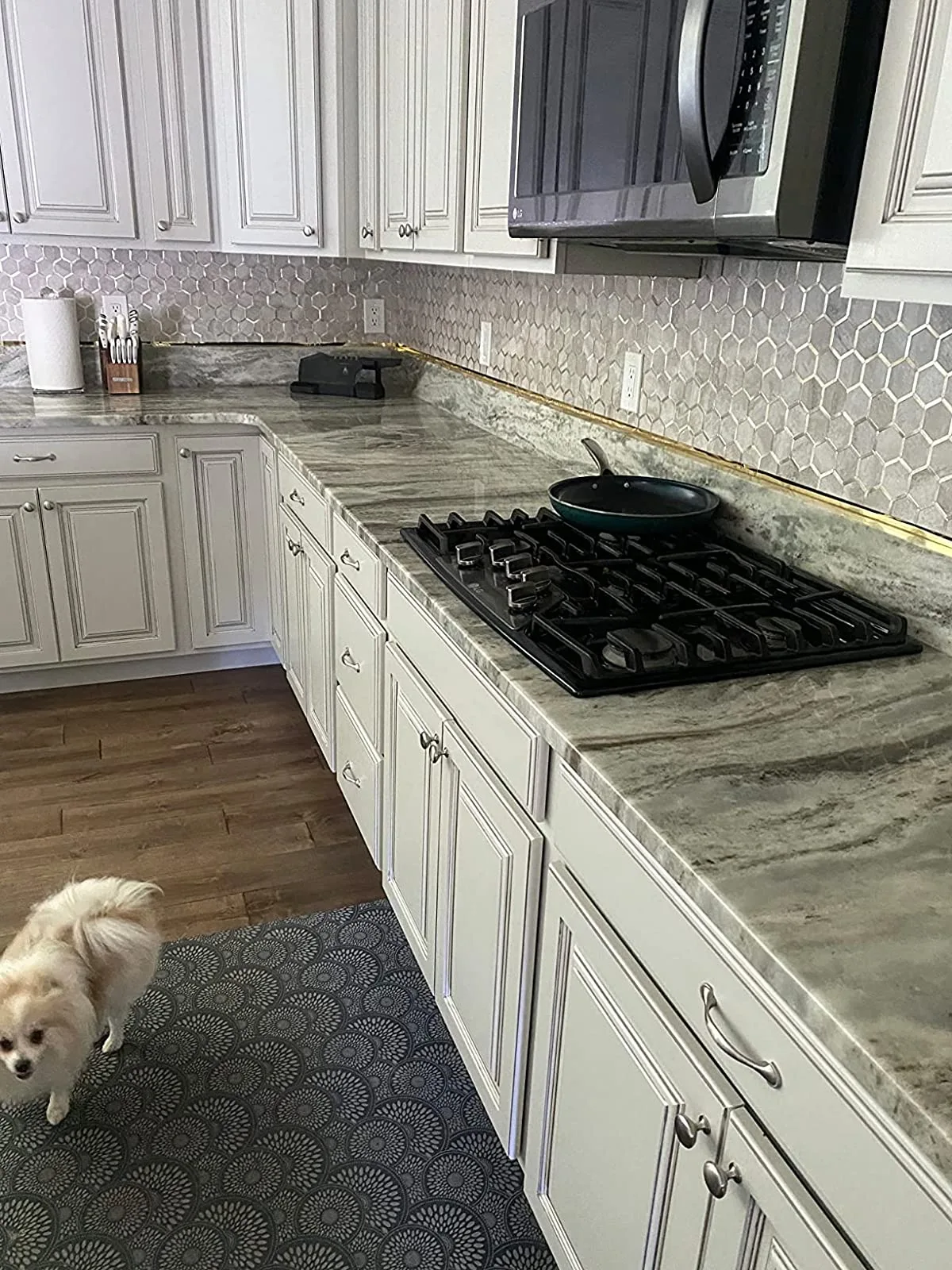 Vamos Tile White Marble Mixed Silver Hexagon Backsplash Peel and Stick —  STICKGOO