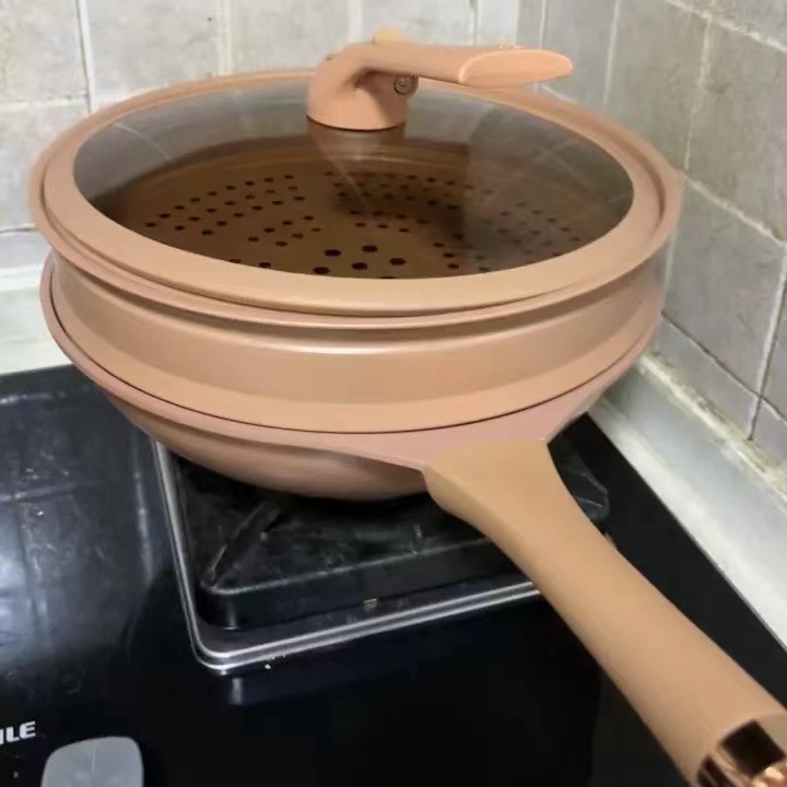 Non-Stick Clay Wok With Steamer Basket