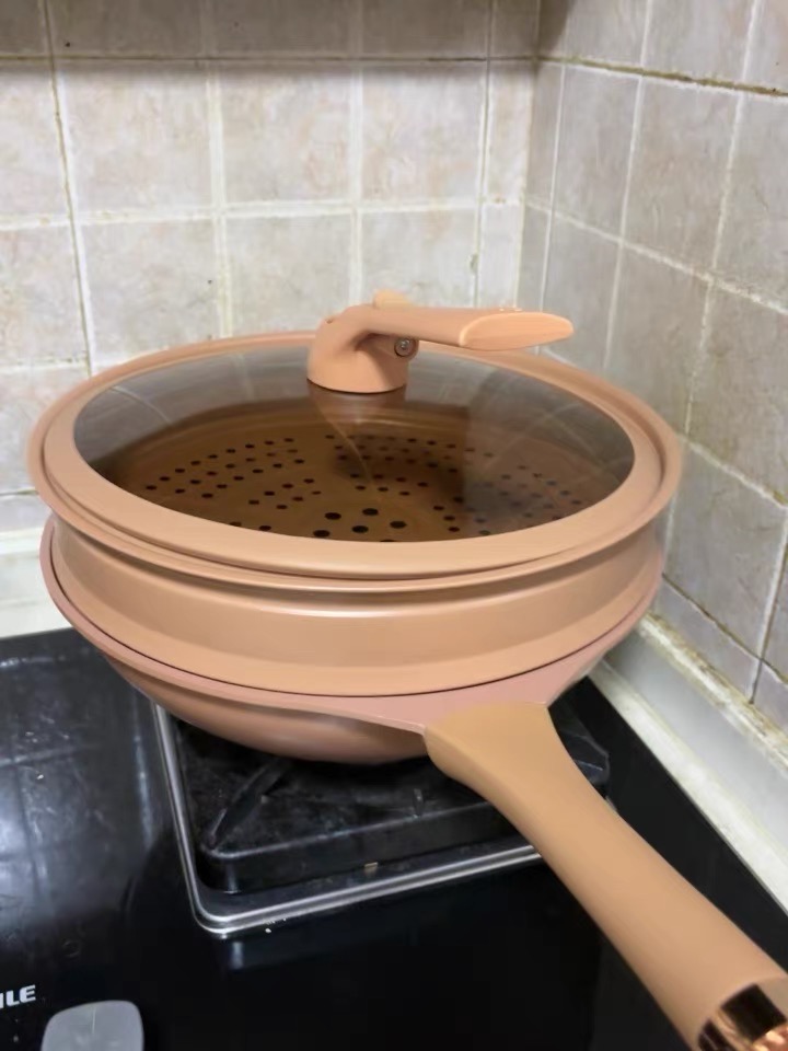 Non-Stick Clay Wok With Steamer Basket