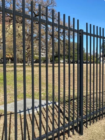 Tall iron fence repair