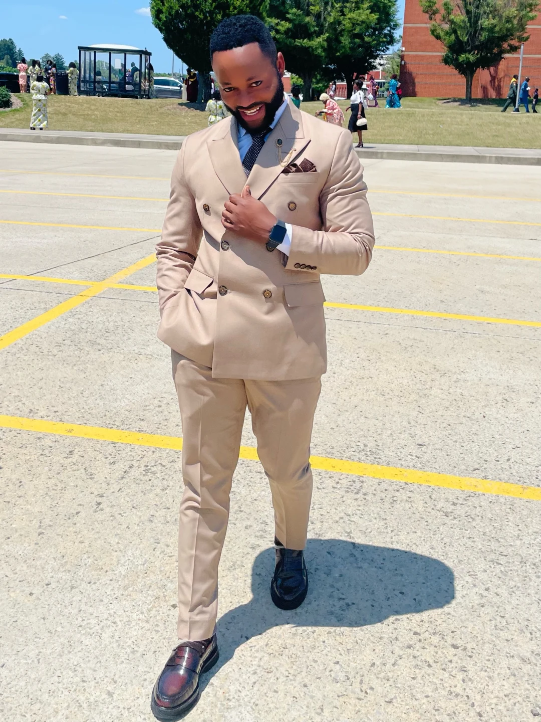 Classic Light Brown Double Breasted Suit for Men – VARDO