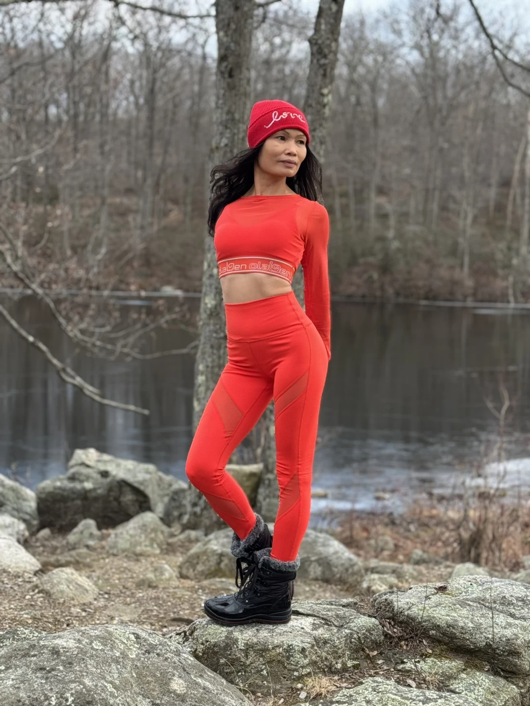 7/8 Luziana B'Mesh Legging - Red | Olaben 7/8 Luziana B'Mesh Legging - Red | Olaben