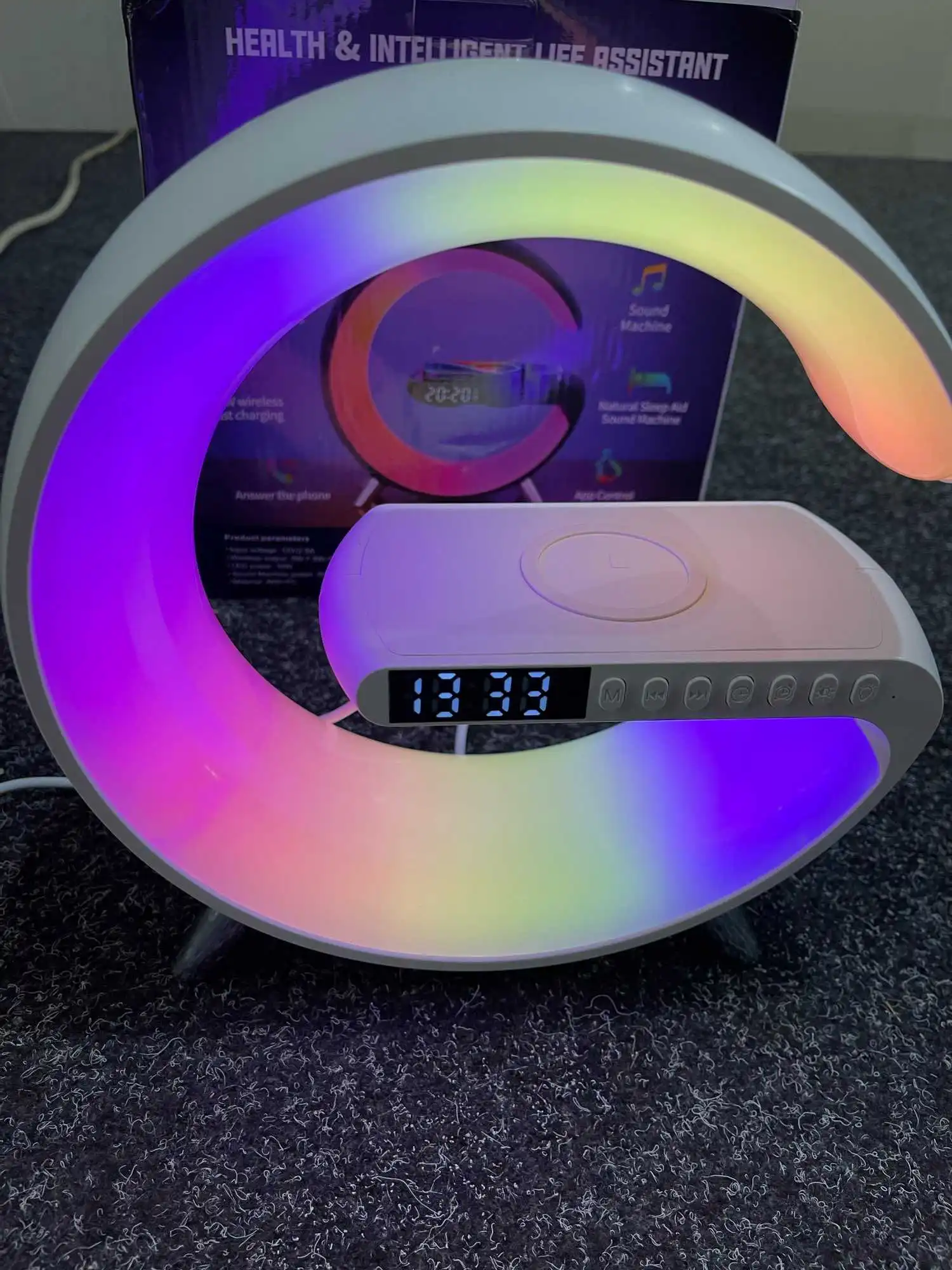 Relógio Despertador sem fio multifuncional, aplicativo de carregamento  rápido, luz RGB, 15W, iPhone 11, 12, 13, 14, Samsung - AliExpress