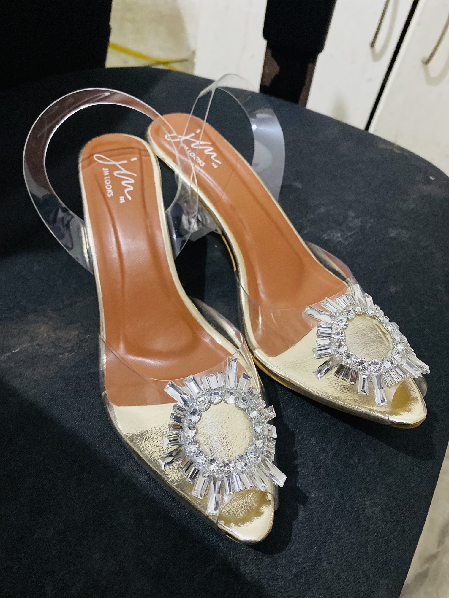 Transparent kitten heels sales