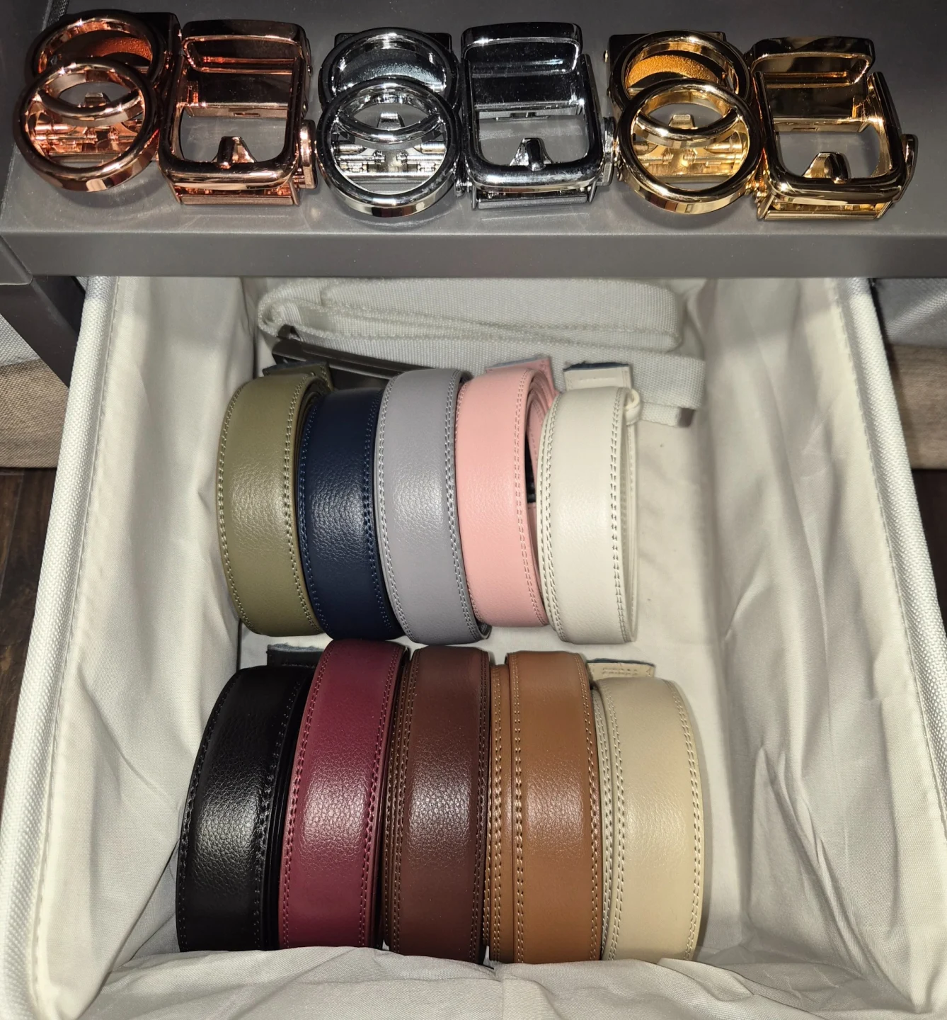 3 Pack Women\'s Leather Belts with Gold Buckle 1.1\