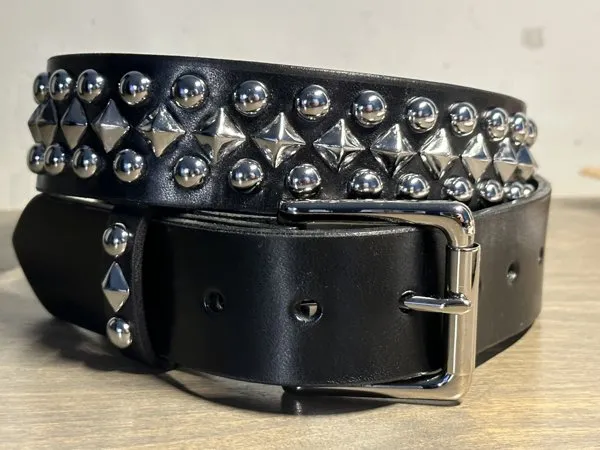 Dome/Pyramid Studded Leather Belt| Leatherpunk display picture 1