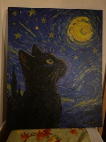 ゴッホの星空に夢見るネコ - 大人の塗り絵・絵画キット – Paint Yours